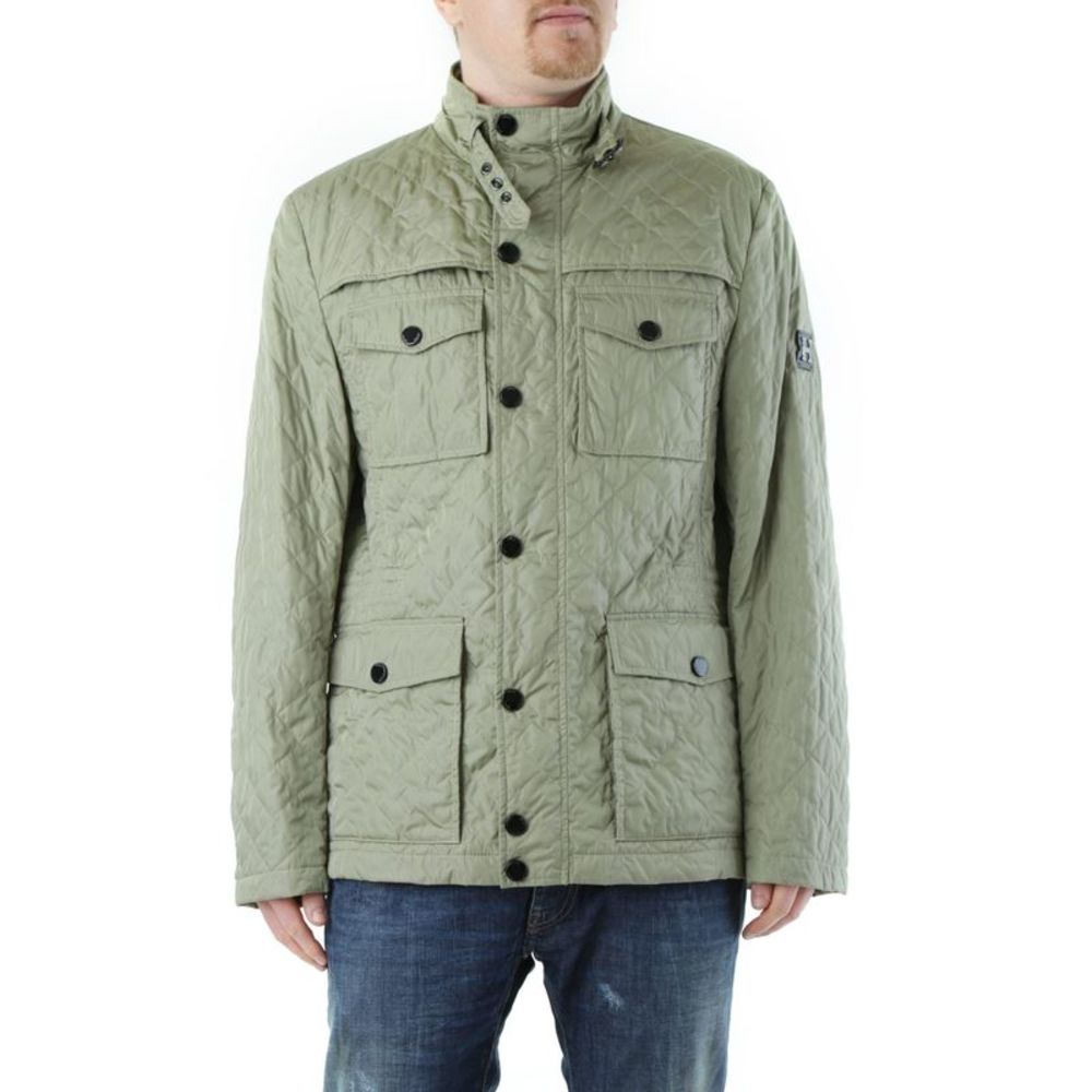Husky Button-Fastened Green Blazer with Long Sleeves and Front Pockets